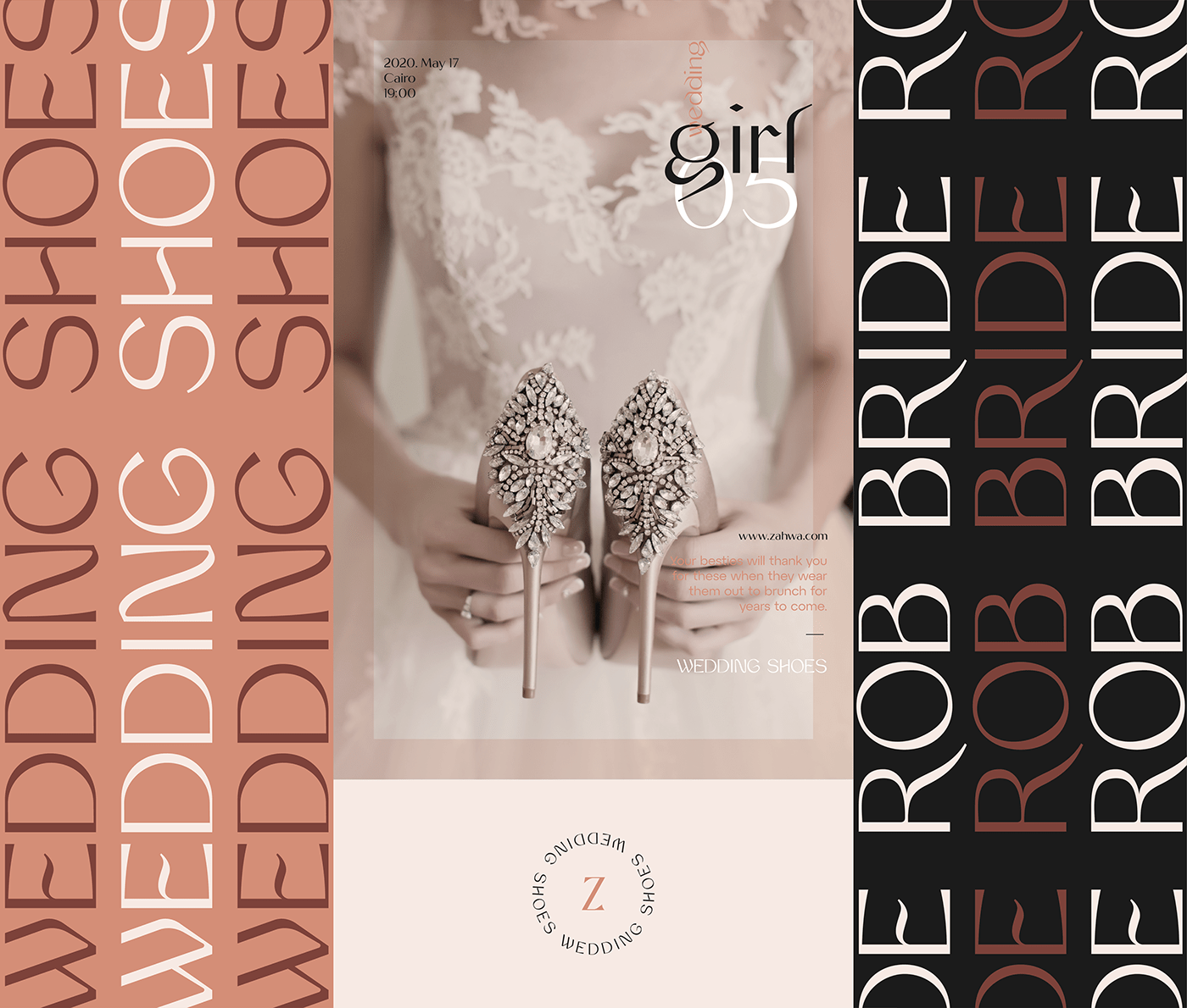 branding  Fashion  flower logo Packaging rob bride shoes wedding womans zahwa