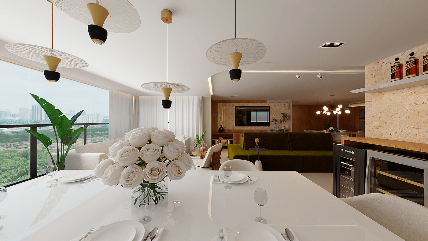 interior design  architecture Render visualization 3D vray archviz modern apartment