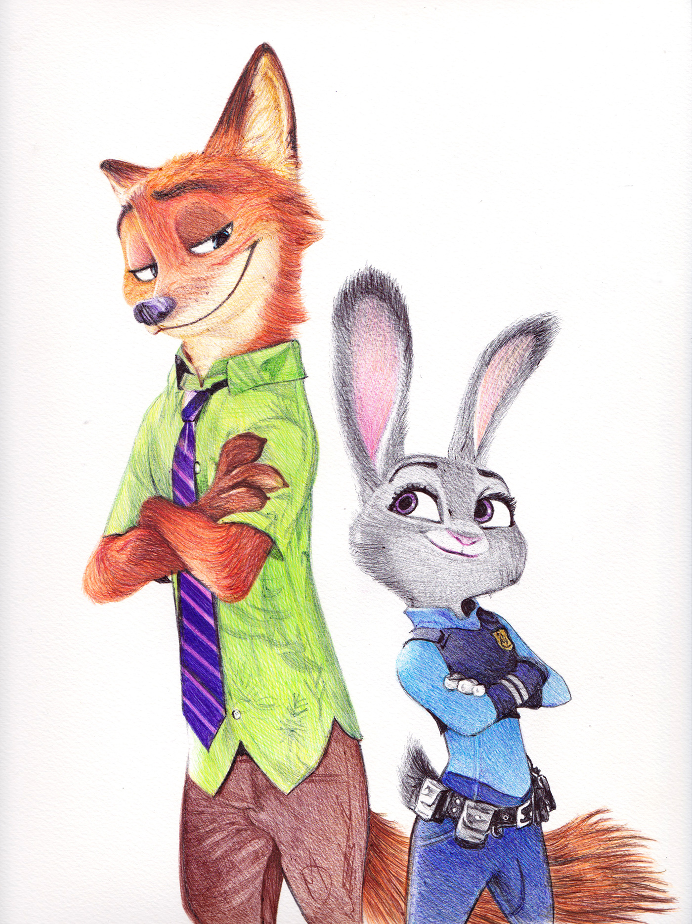 Nick Wilde & Judy Hopps ballpoint Pen drawing on Behance