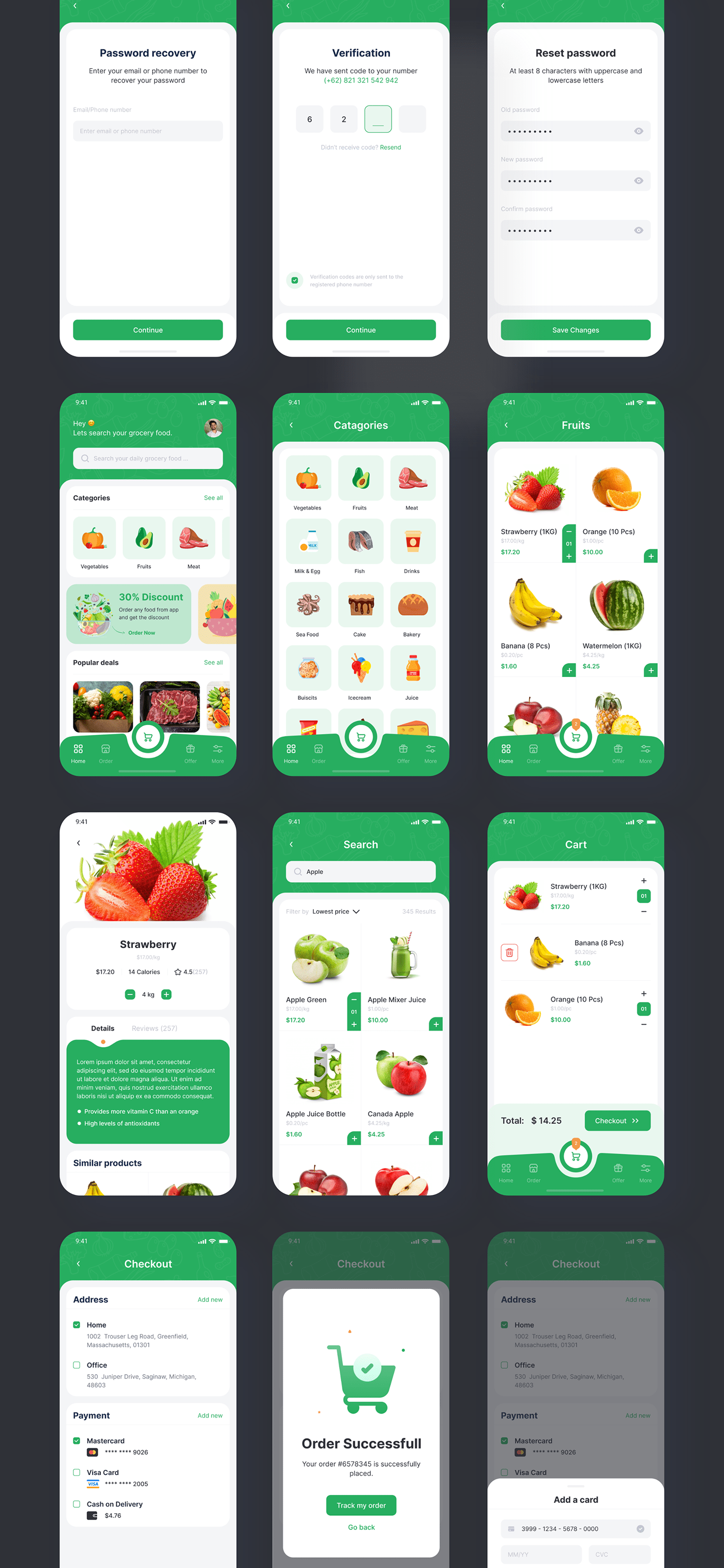 app kit app ui design App UI Kit download Ecommerce Grocery iOS App Mobile app Shopping ui kit
