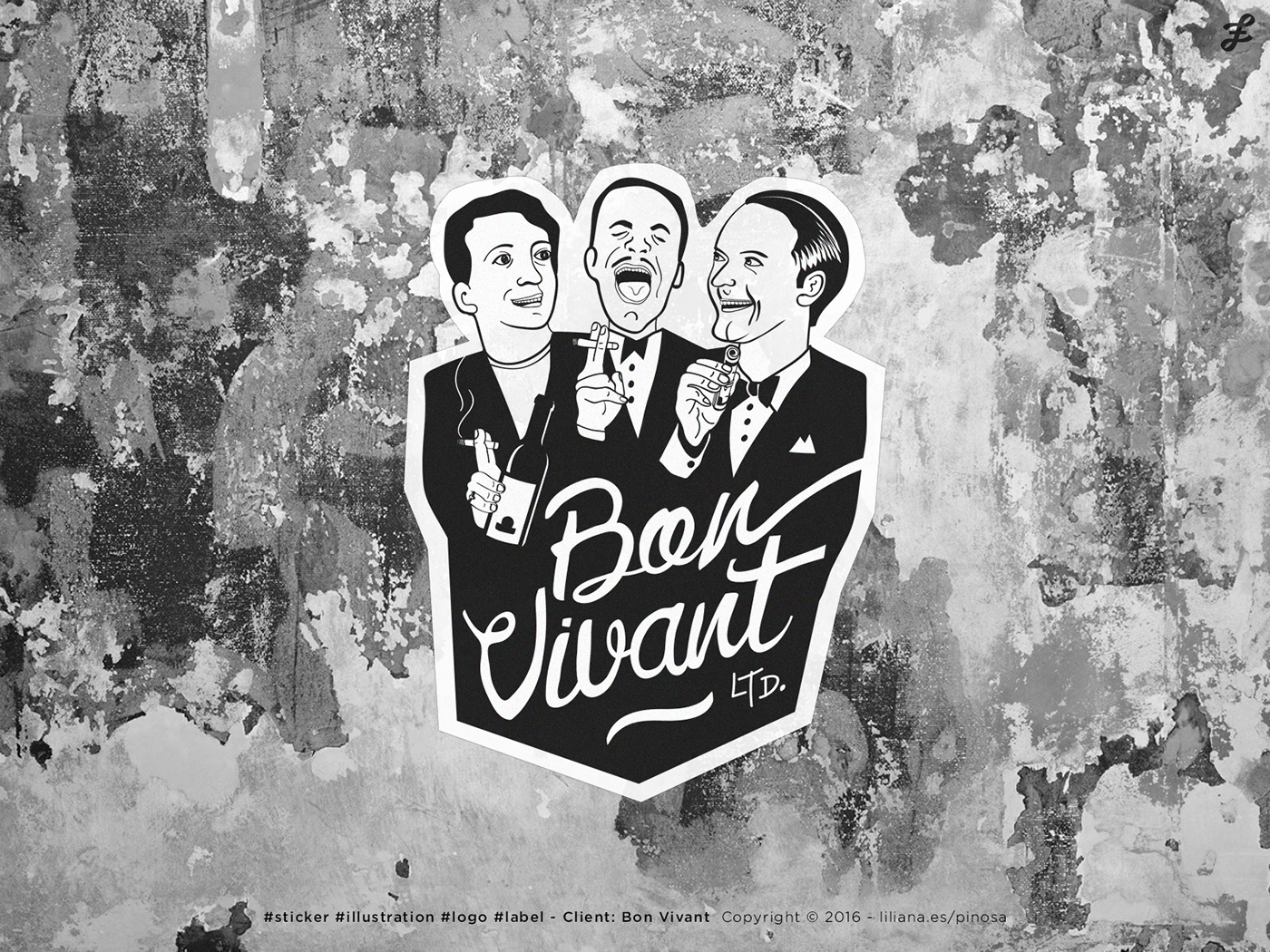 bon vivant Frank Sinatra rat pack Label music label electronic music flyers poster ILLUSTRATION  naive