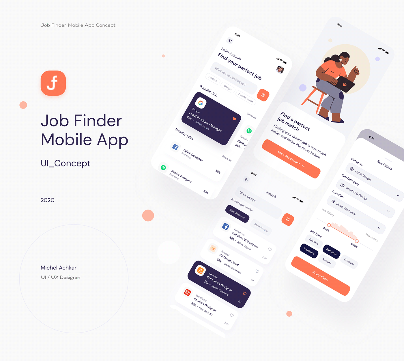 app application free job job finder Minimalism mobile UI ui kit ux