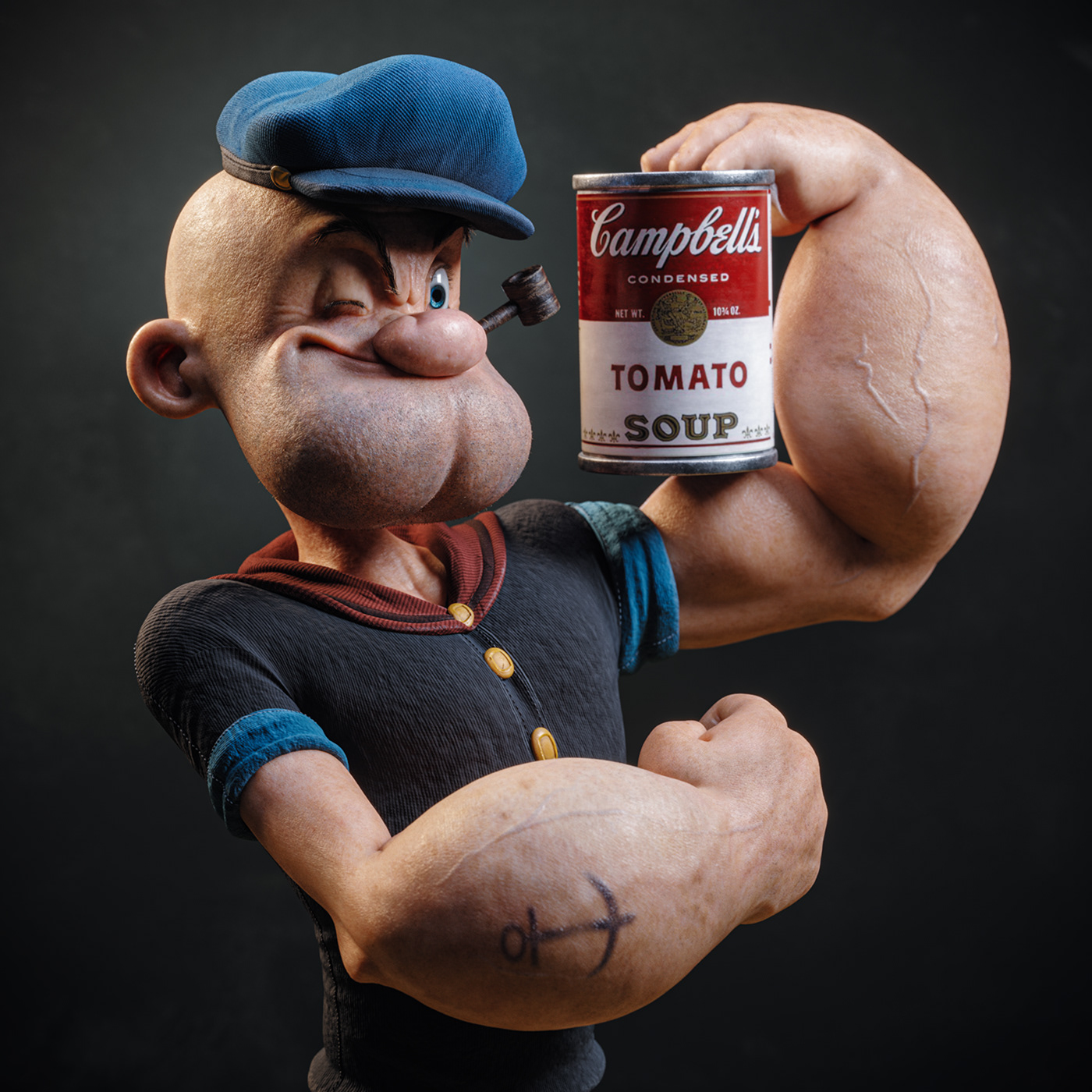 art cartoon Character creative Popeye realistic Soup strong Tomato
