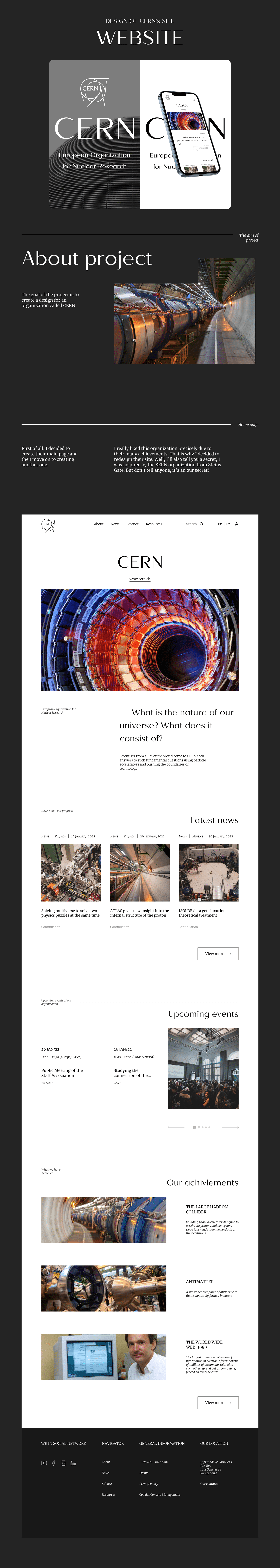 Adobe XD CERN Large Hadron Collider redesign ui design UI/UX ux UX design Web Design  Website
