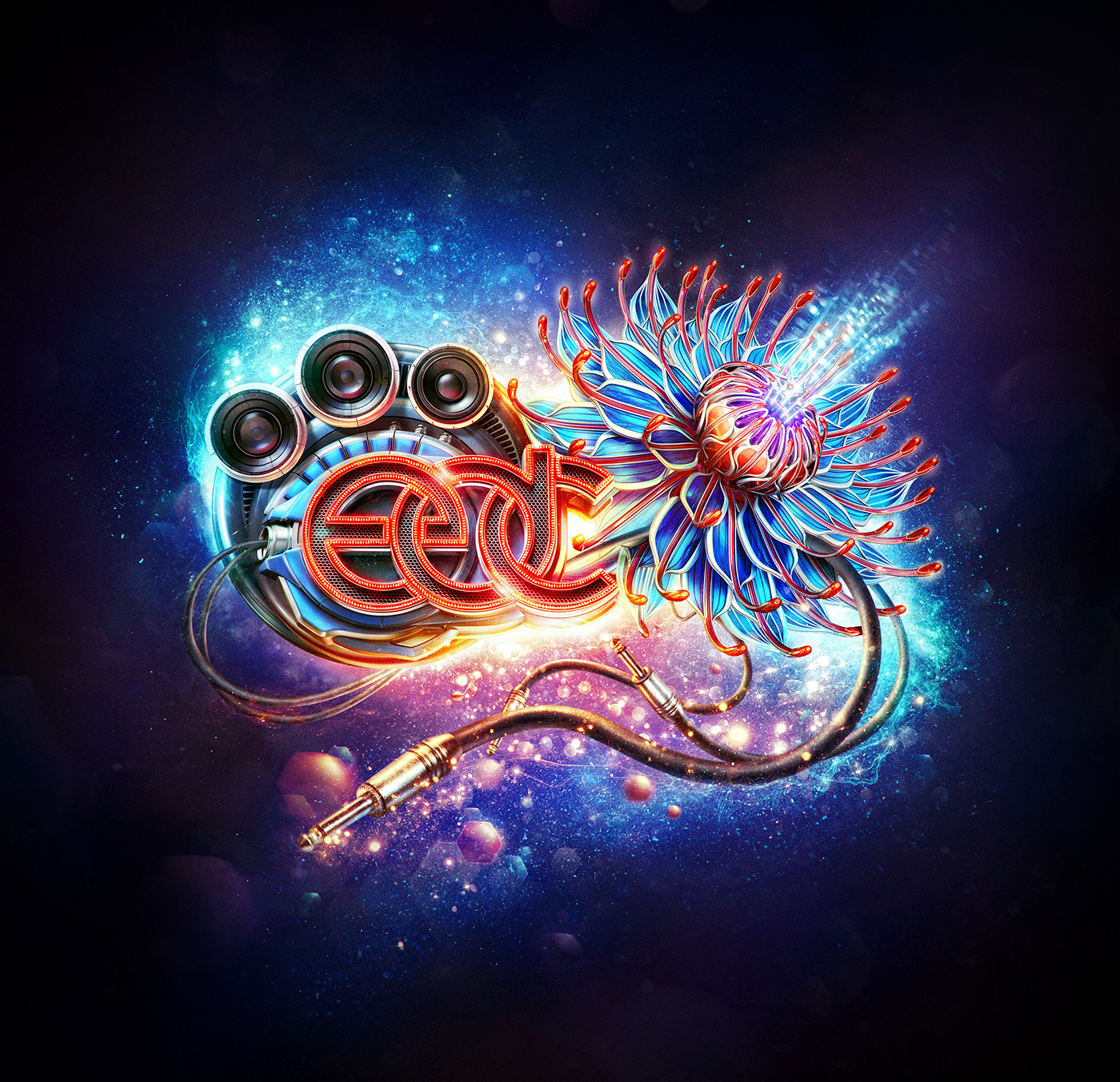 edc Render neon owl CGI 3D electric daisy carnival Music Festival visual identity key visual