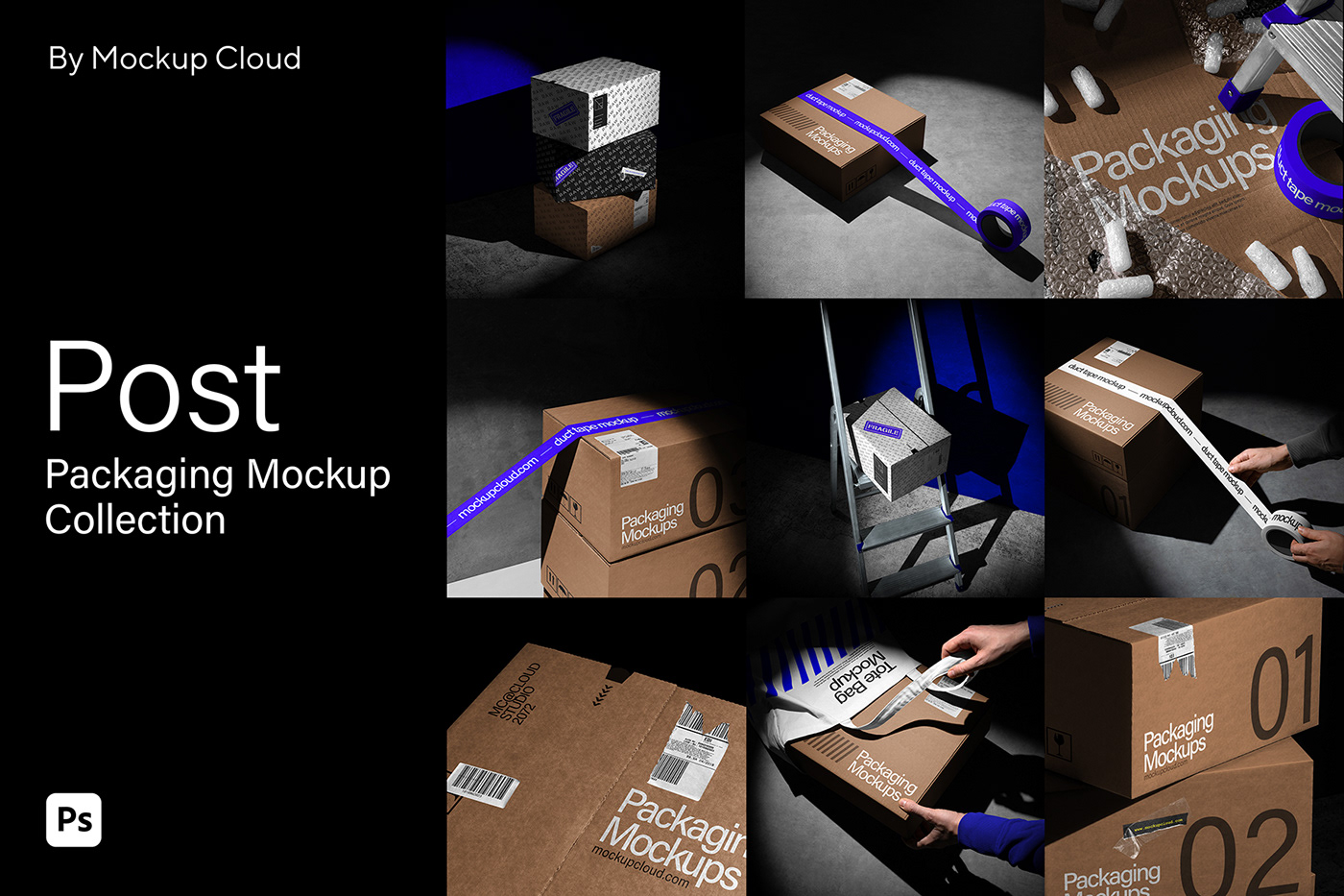 Packaging Mockup template download mockupcloud mockup cloud free identity cardboard box