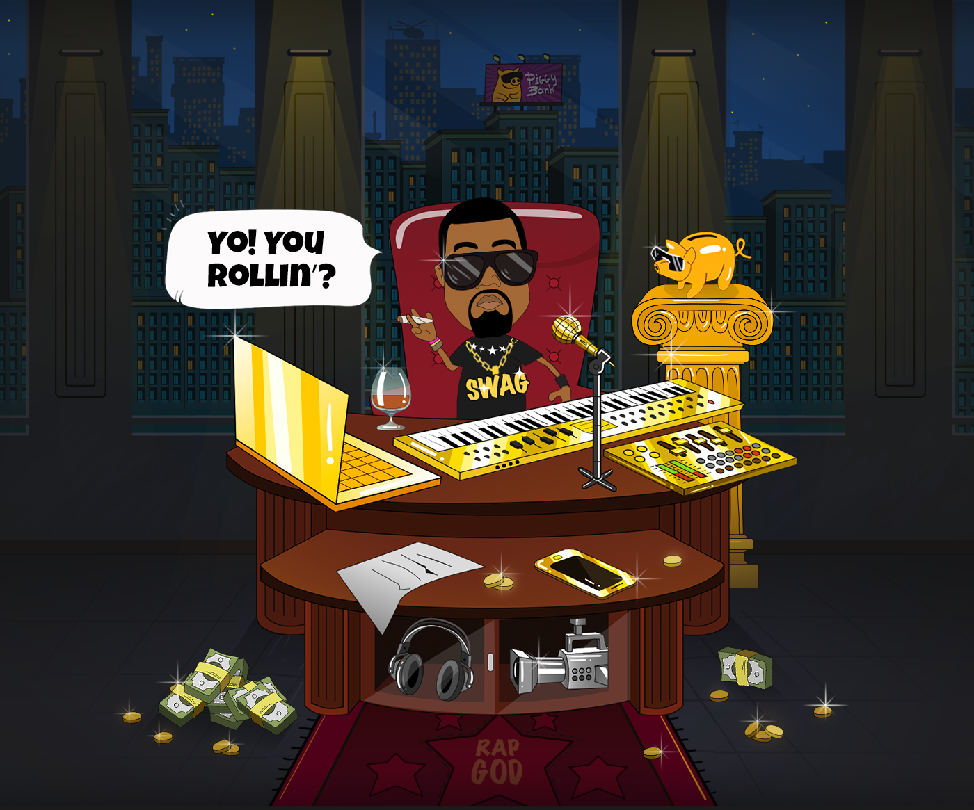game Character art game design  cartoon ILLUSTRATION  animation  mobile hip hop Snoop Dogg