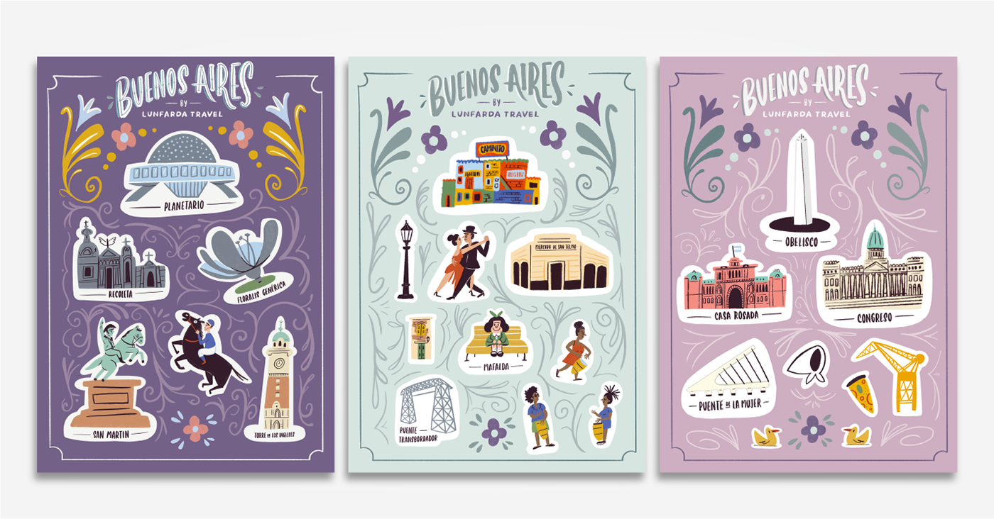 brochure buenos aires Buenos Aires City BUENOS AIRES CIUDAD city illustrated map ILLUSTRATION  map Mapa Ilustrado Travel