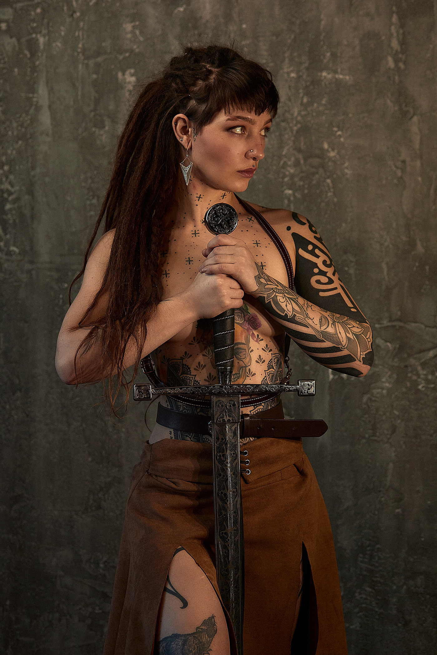 Amazon Dreadlocks Sword viking Woman Warrior