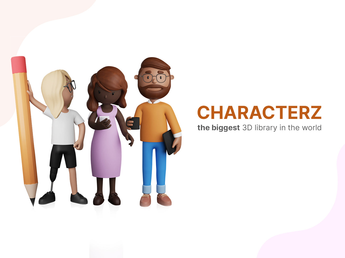 3D blender cartoon Character human illustrations library model people UI