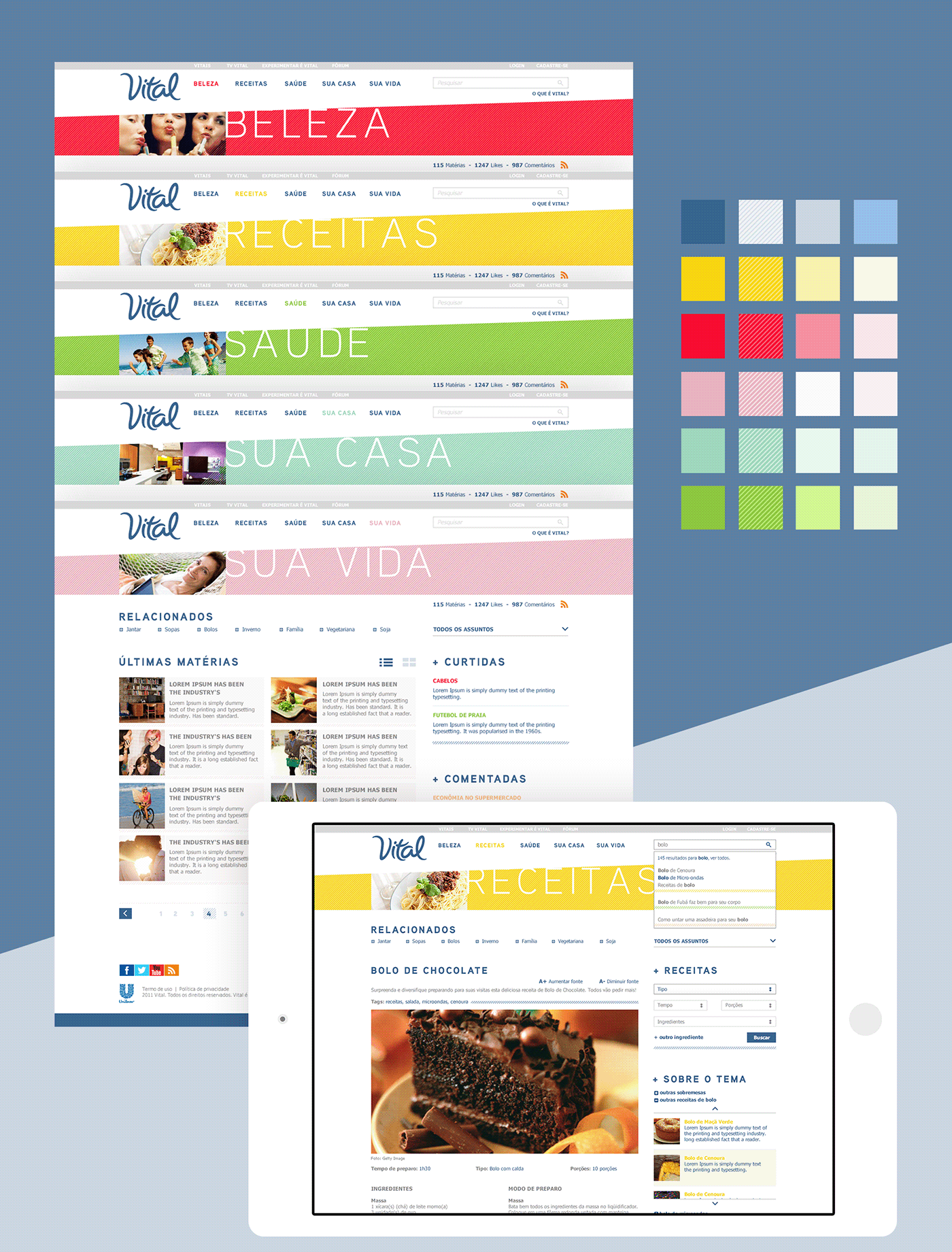color comida Food  Interface portal UI Unilever ux Webdesign