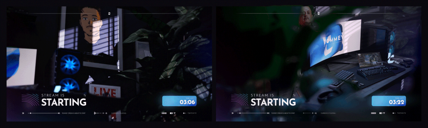 Overlay 3d animation design Gaming Twitch youtube motion design Unreal Engine stream broadcast