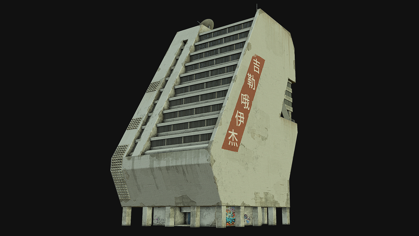 Sci Fi building PBR Retro Space  Post Apocalyptic game ready pbr Low Poly