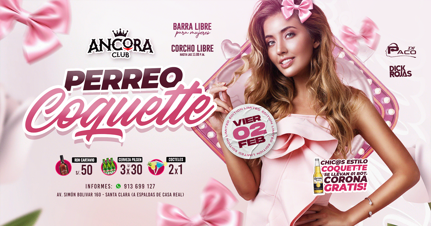 Perreo coquette flyer discoteca party Event dj design Graphic Designer marketing  