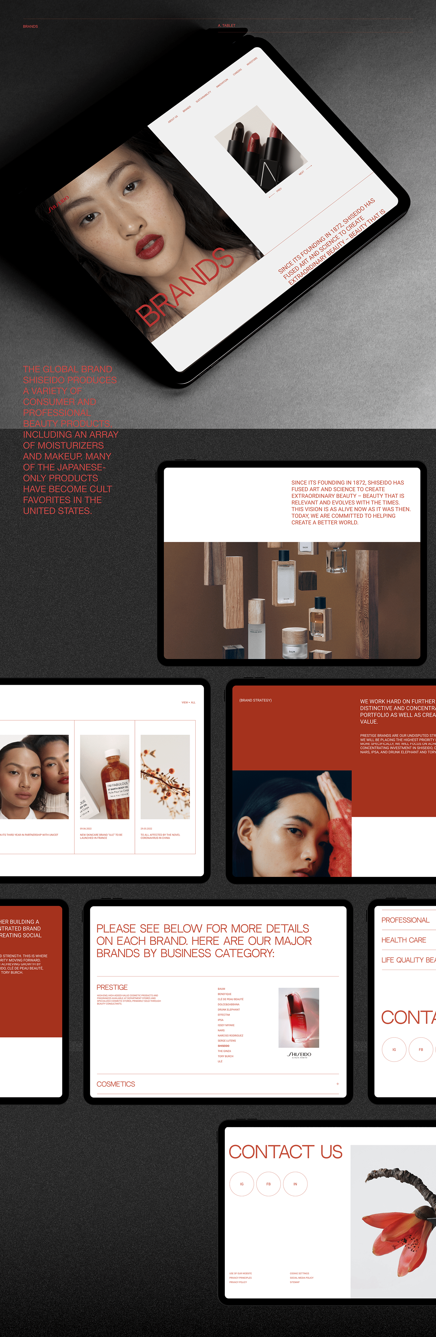 beauty corporate cosmetics grid japan makeup parfum red Shiseido UI/UX