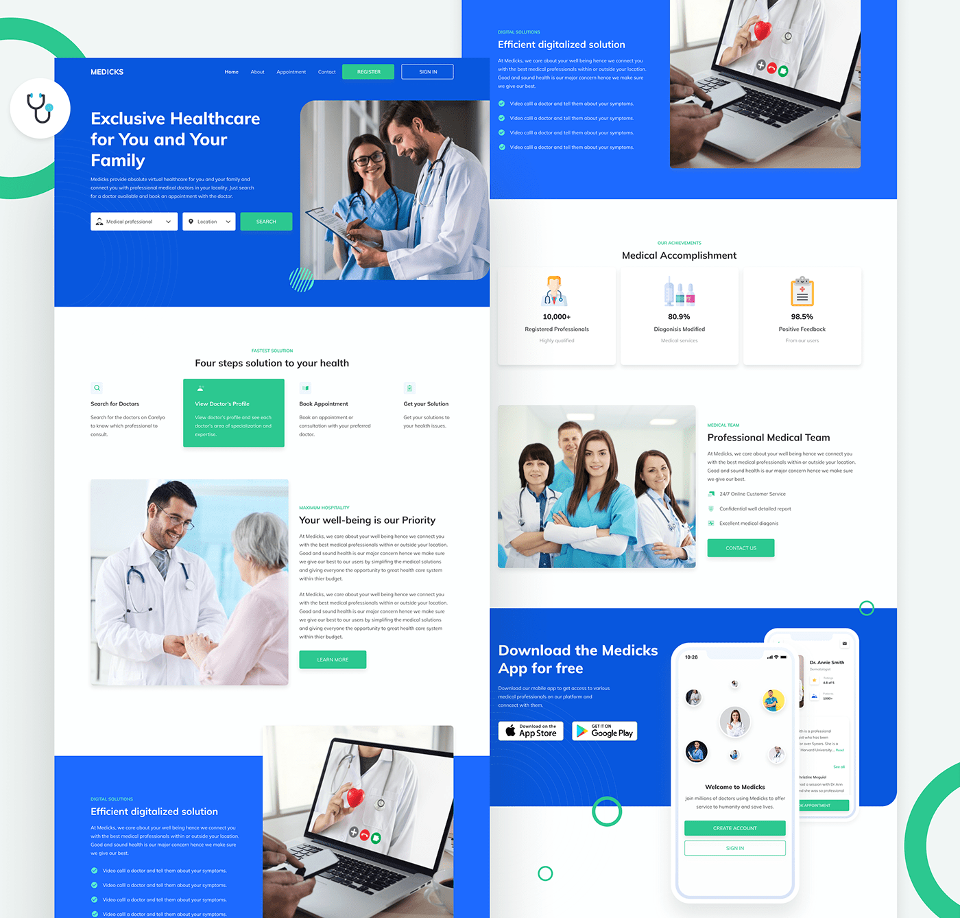 doctor's website landing page design ui design UI WEBSITE Website Design