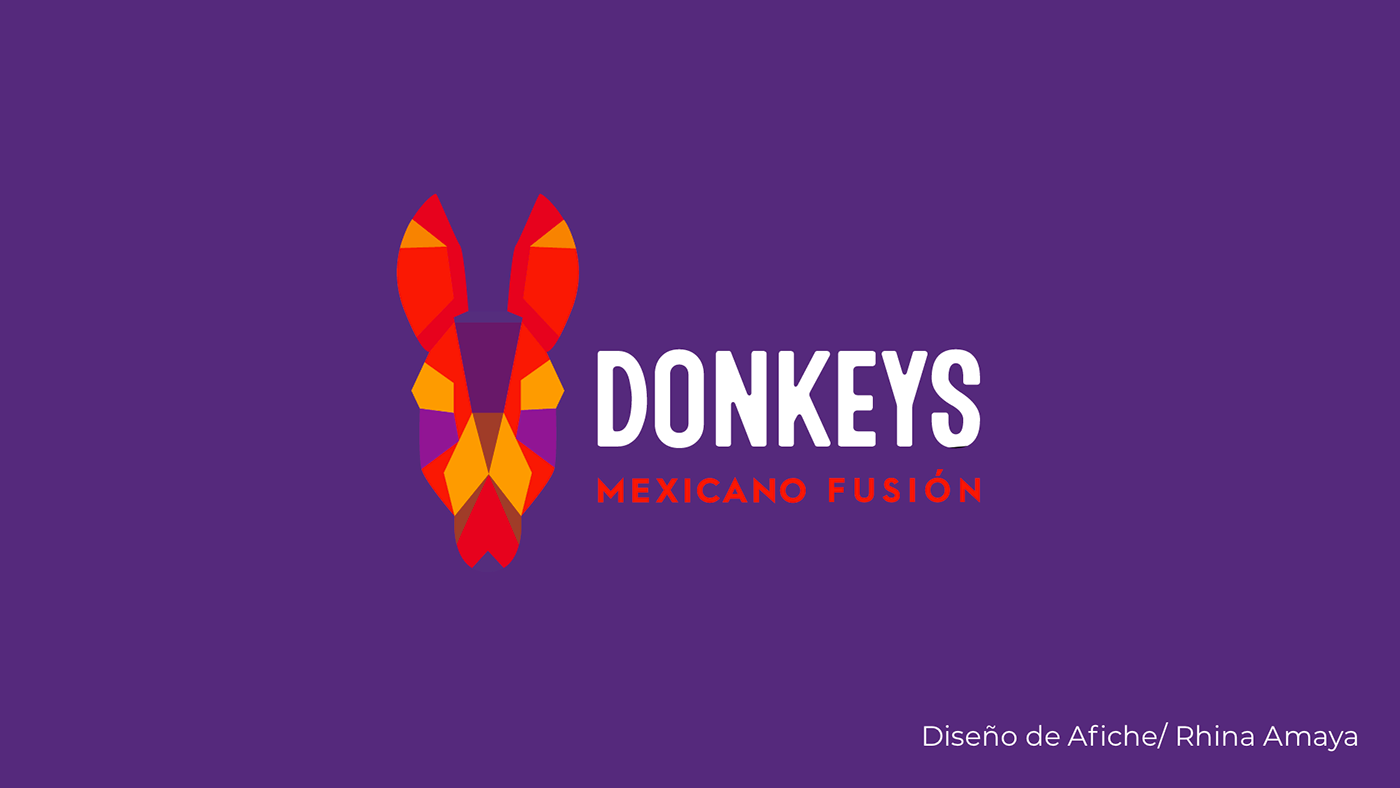 diseño de Afiche donkeys graphic design  Mexican Food papel picado tipografia