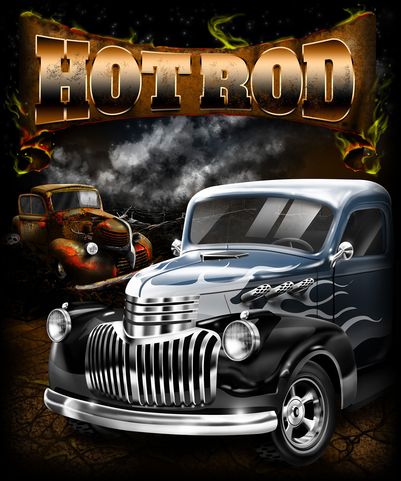 hot rod carro antigo  carro velho carro personalizado ilustração Digital arte digital Cars