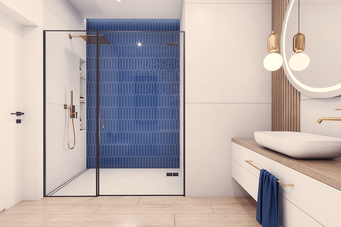archviz bathroom elegance golden details interior design  Minimalism modern visualization vray wonderwall