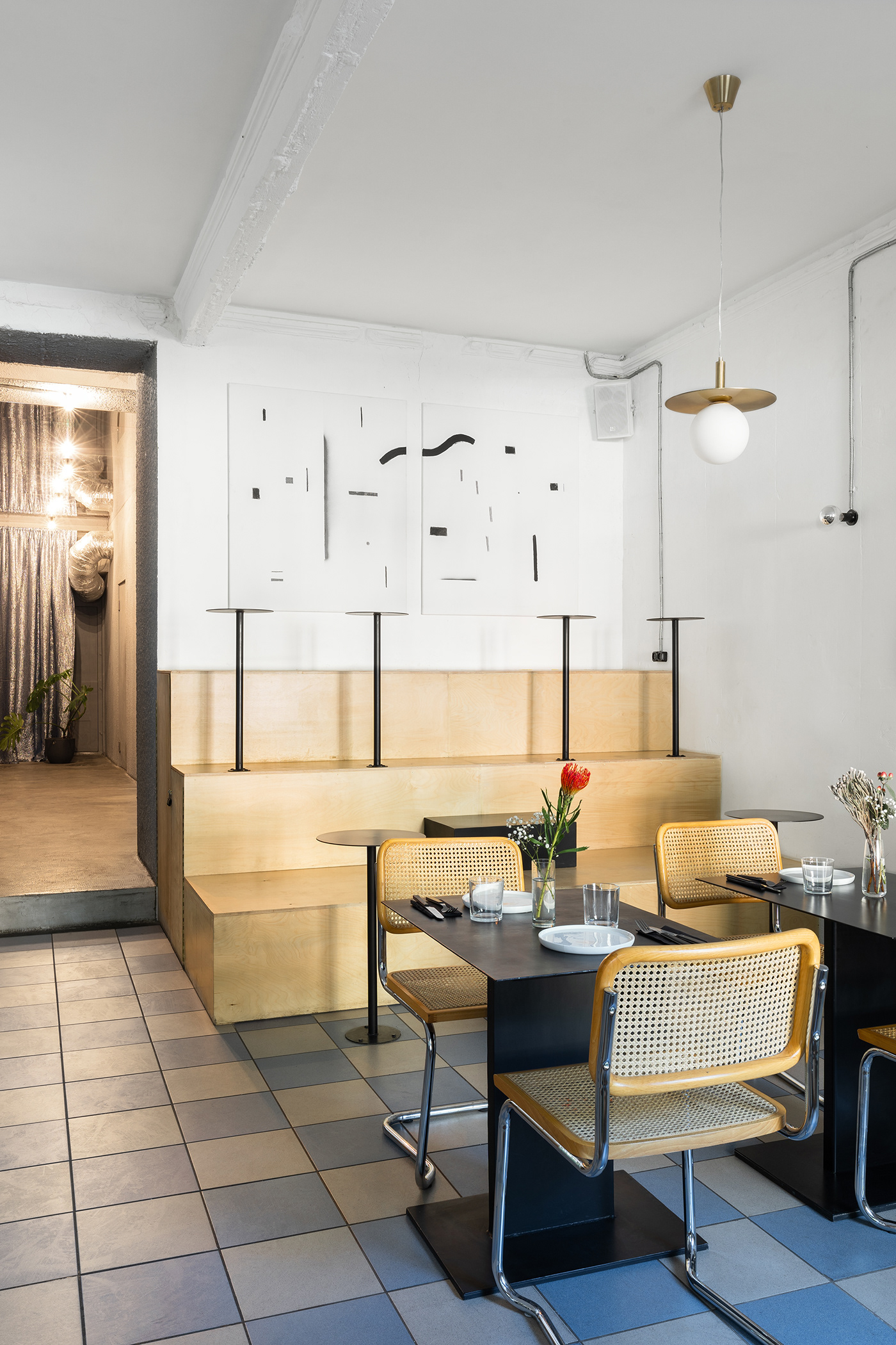 interior design  ukraine architecture art cafe bar White blue black greenery