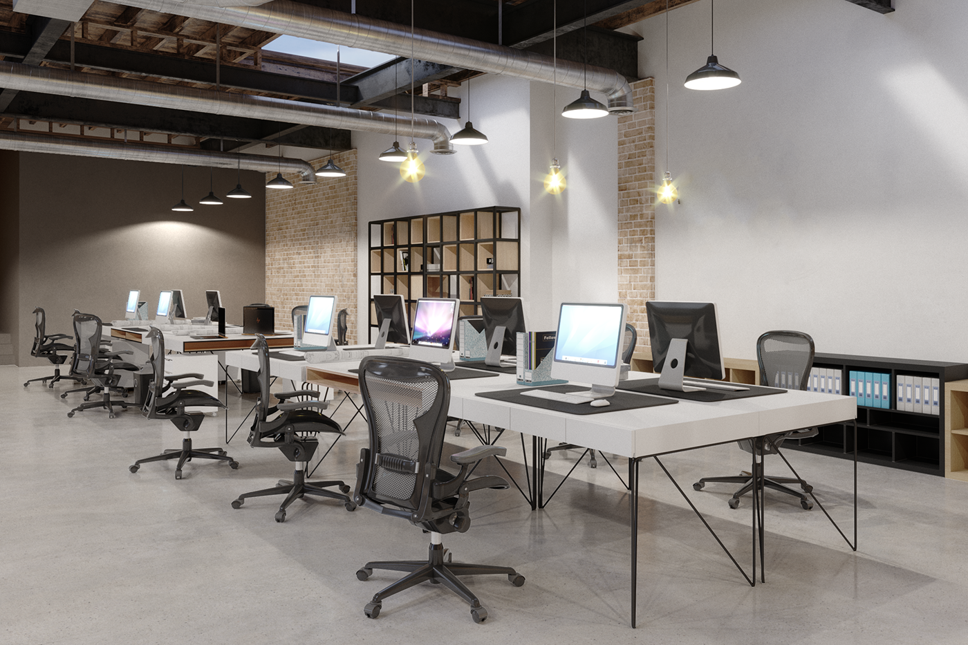 LOFT industrial design Interior openspace furniture Vizualization Render