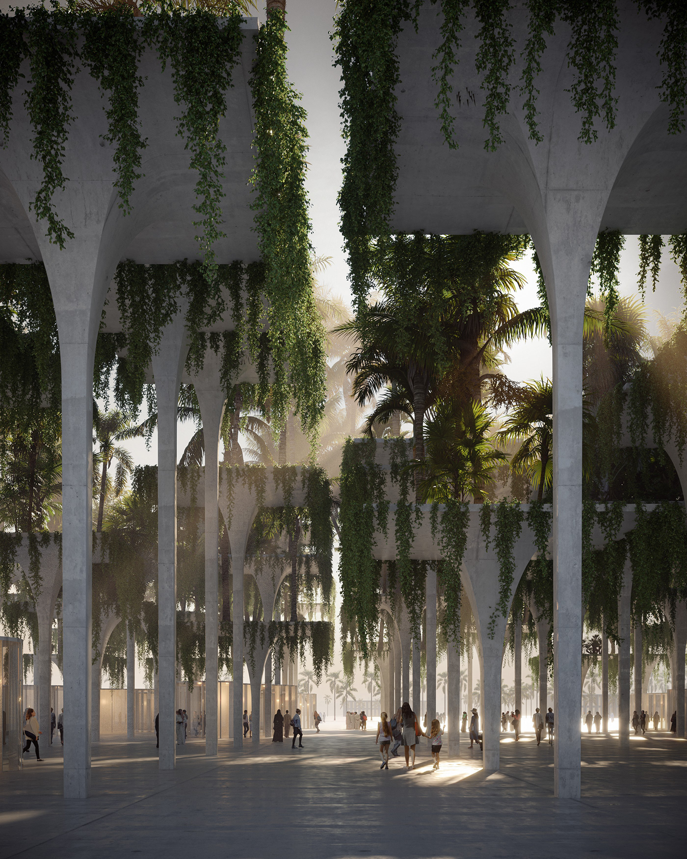 architecture archviz CGI inspirational ivy plants plaza shade Sun vray