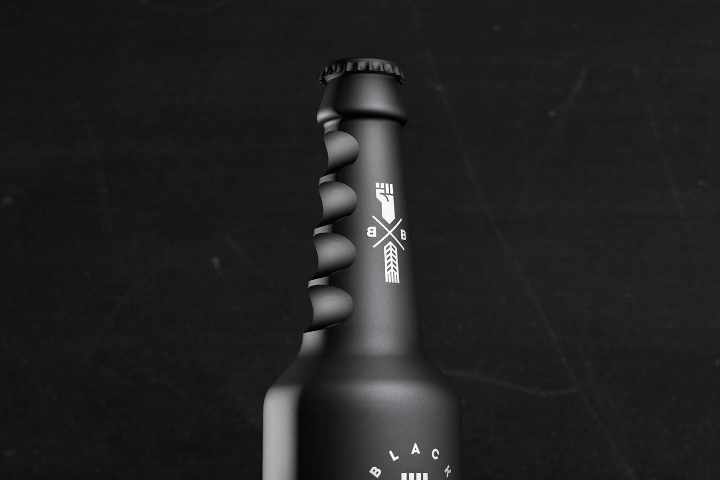 black and white dark beer Label 3D glass bottle simplicity BEAT packages