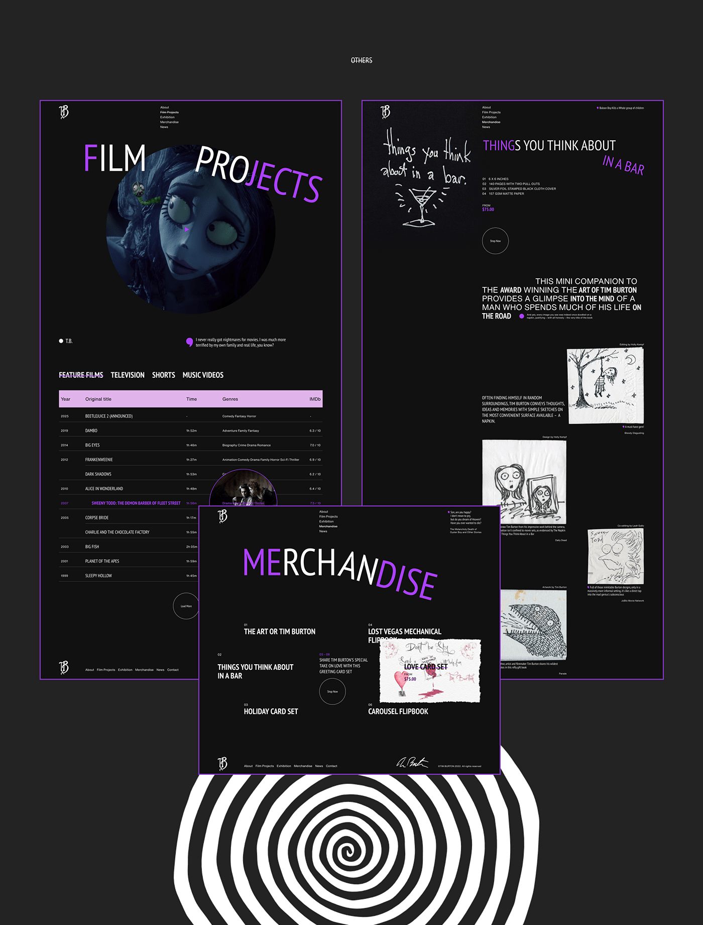 dark director Tim Burton ui design UI/UX user interface Web Website Design