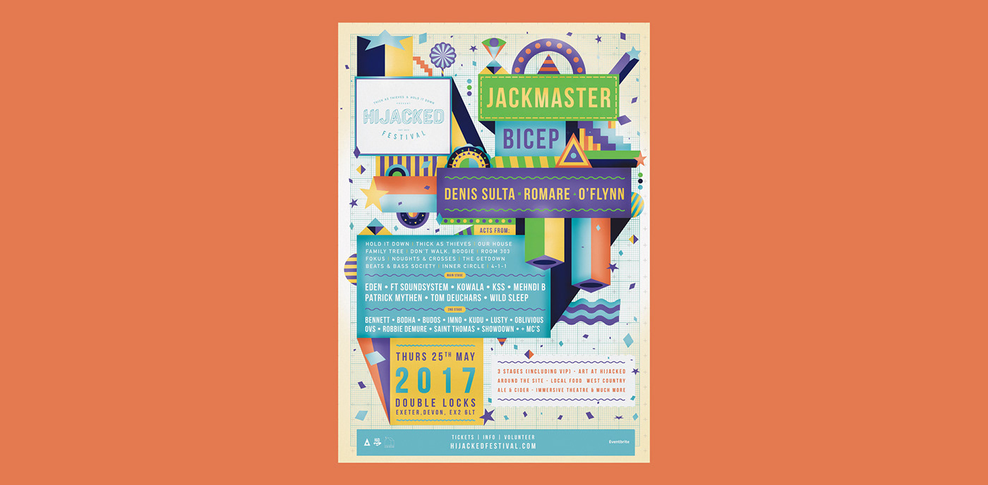 festival poster festival branding music poster gig poster illustrated poster Music Festival STAGE DESIGN vibrant illustration typography   vector shapes