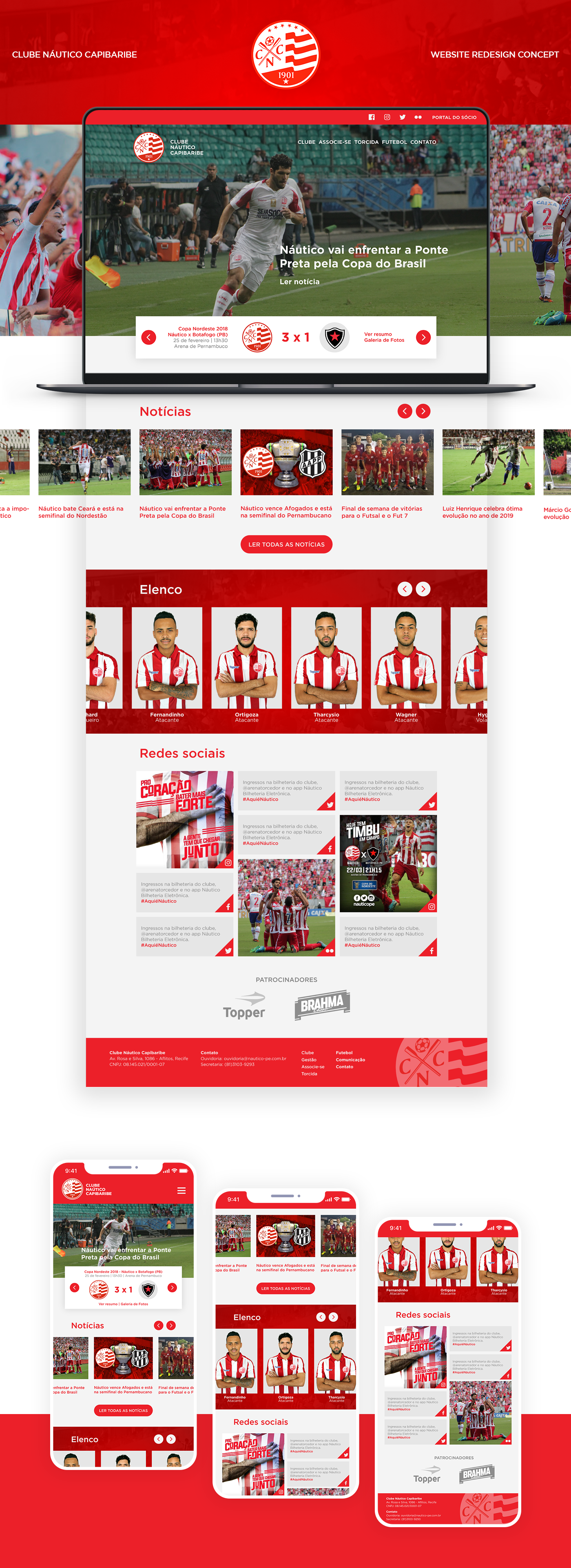redesign concept nautico esportes time futebol UI Website site sports