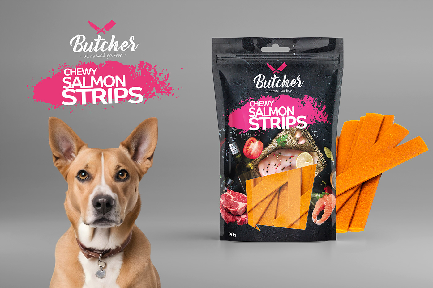 dogs strips packing standup pouch packaging design brand identity treats