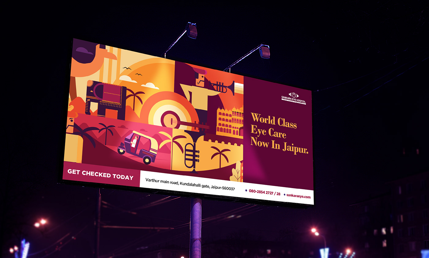 ILLUSTRATION  Jaipur Rajasthan indian culture eyecare Hoarding vectror indian tradition&culture