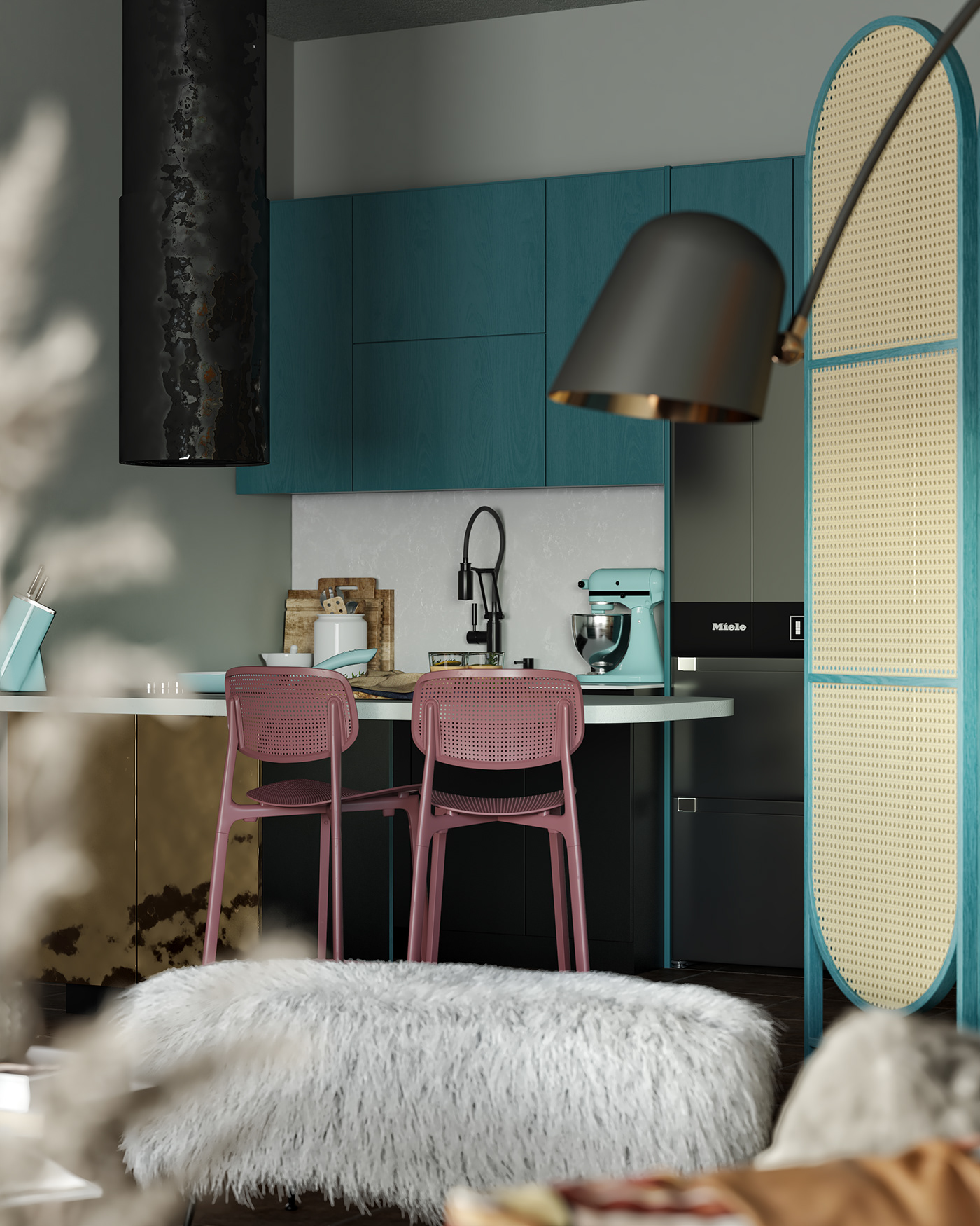 3dart architecture Interior kitchen livingroom visualization