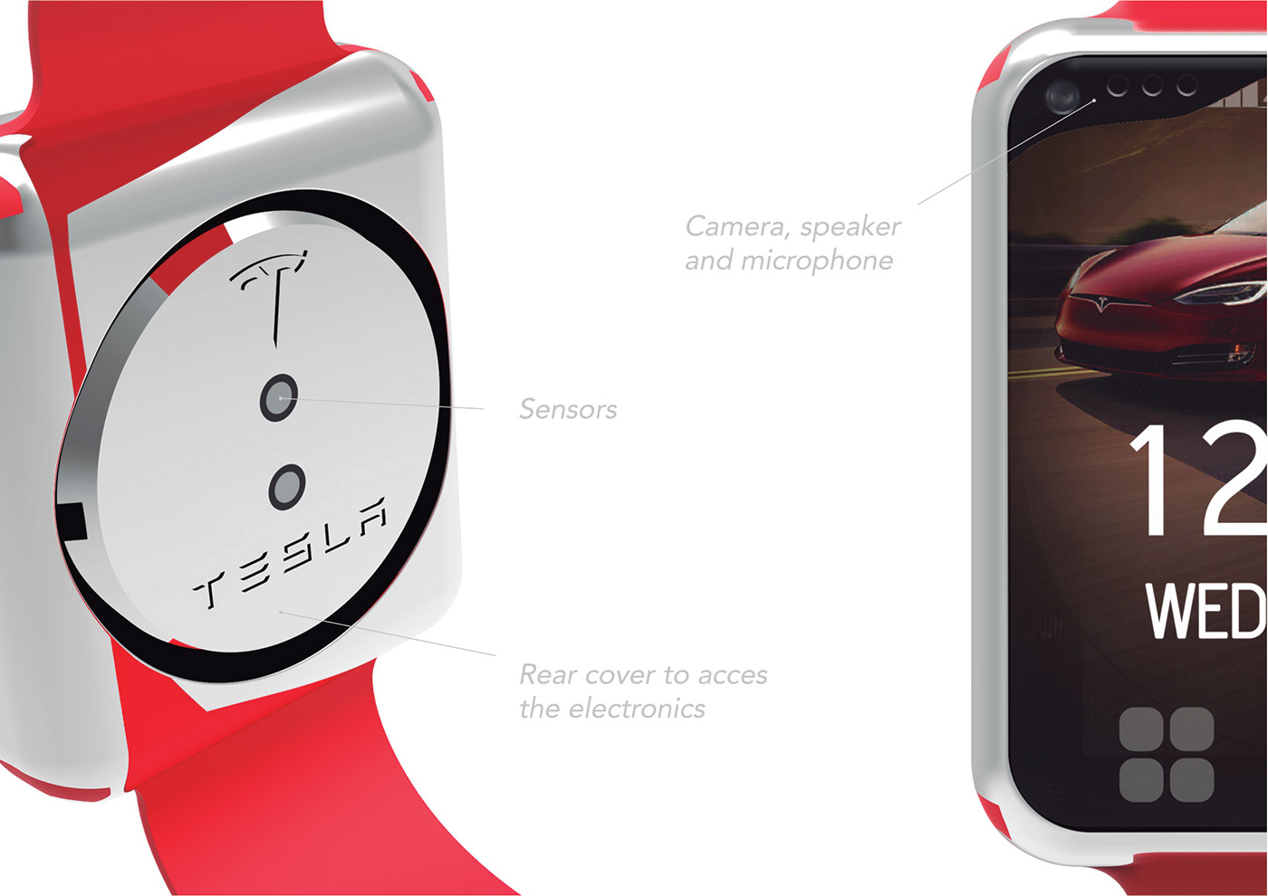 smartwatch concept watch tesla Interface industrial design apple car time