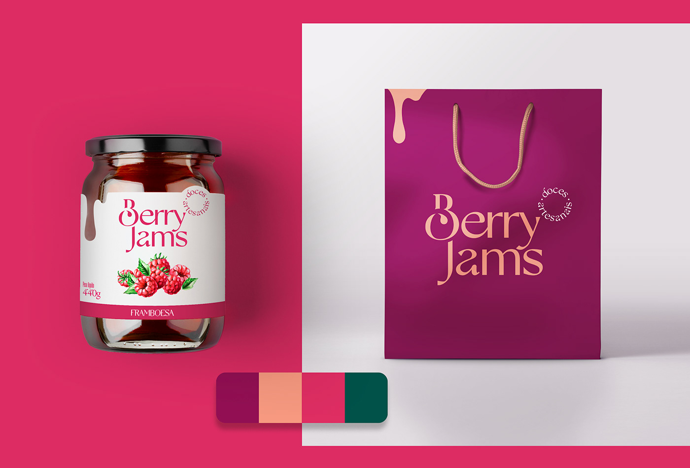 berry brand identity Candy Doce embalagem jam jams package Redesign de Marca rótulo