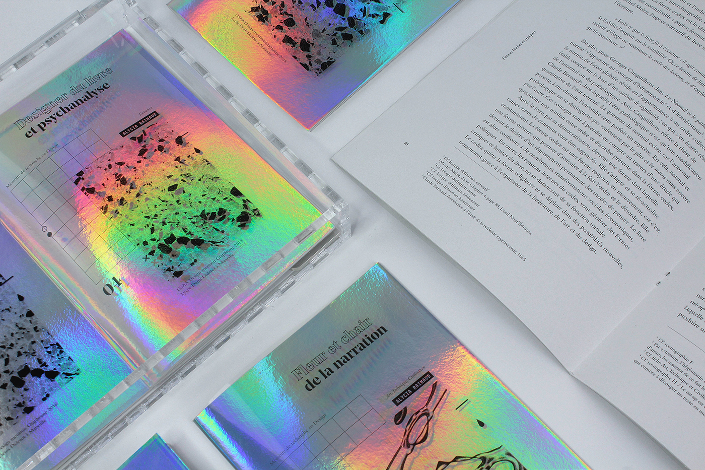 graphic design  print holographic Glitch abstract thesis diploma book Packaging