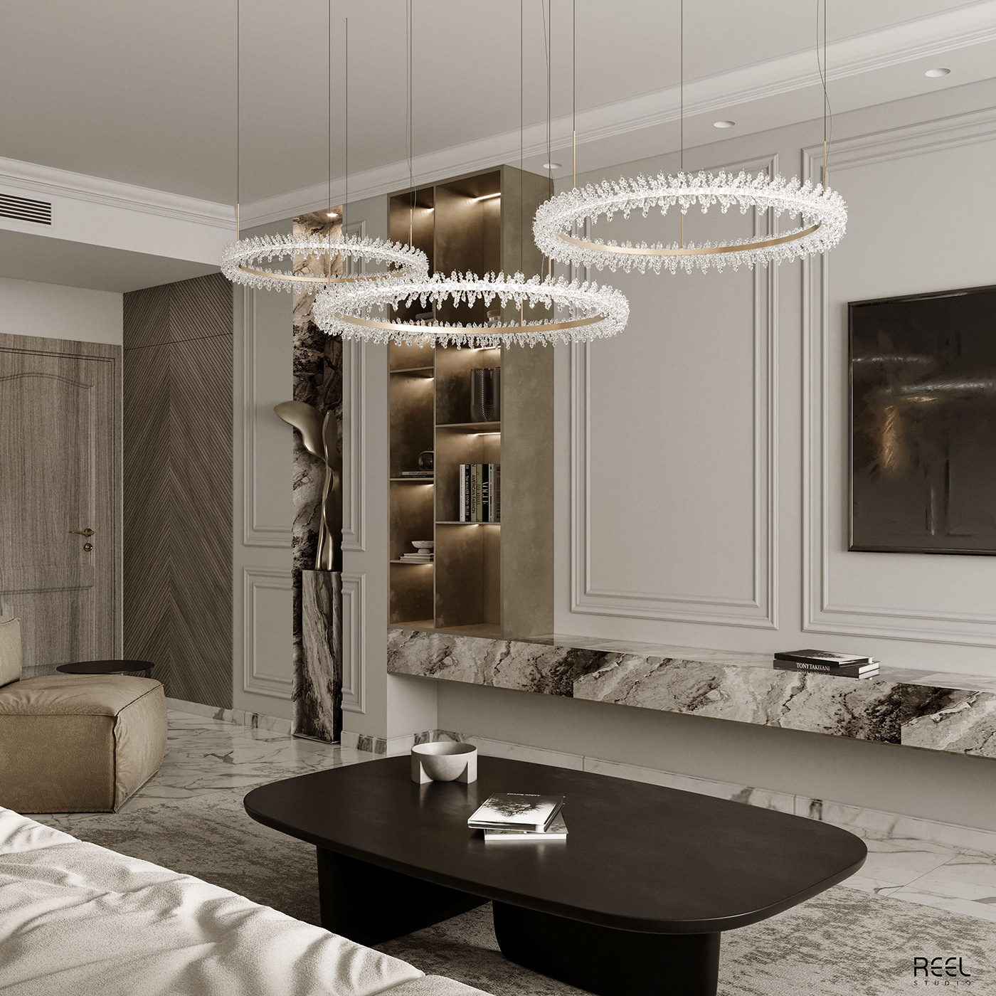 living room neoclassic light Marble chandelier