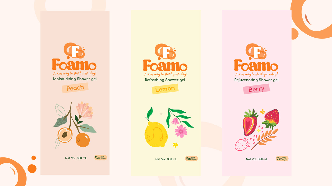 Body Wash Brand Design brand identity femenine Foam Fun Logo Design packaging design shower gel visual