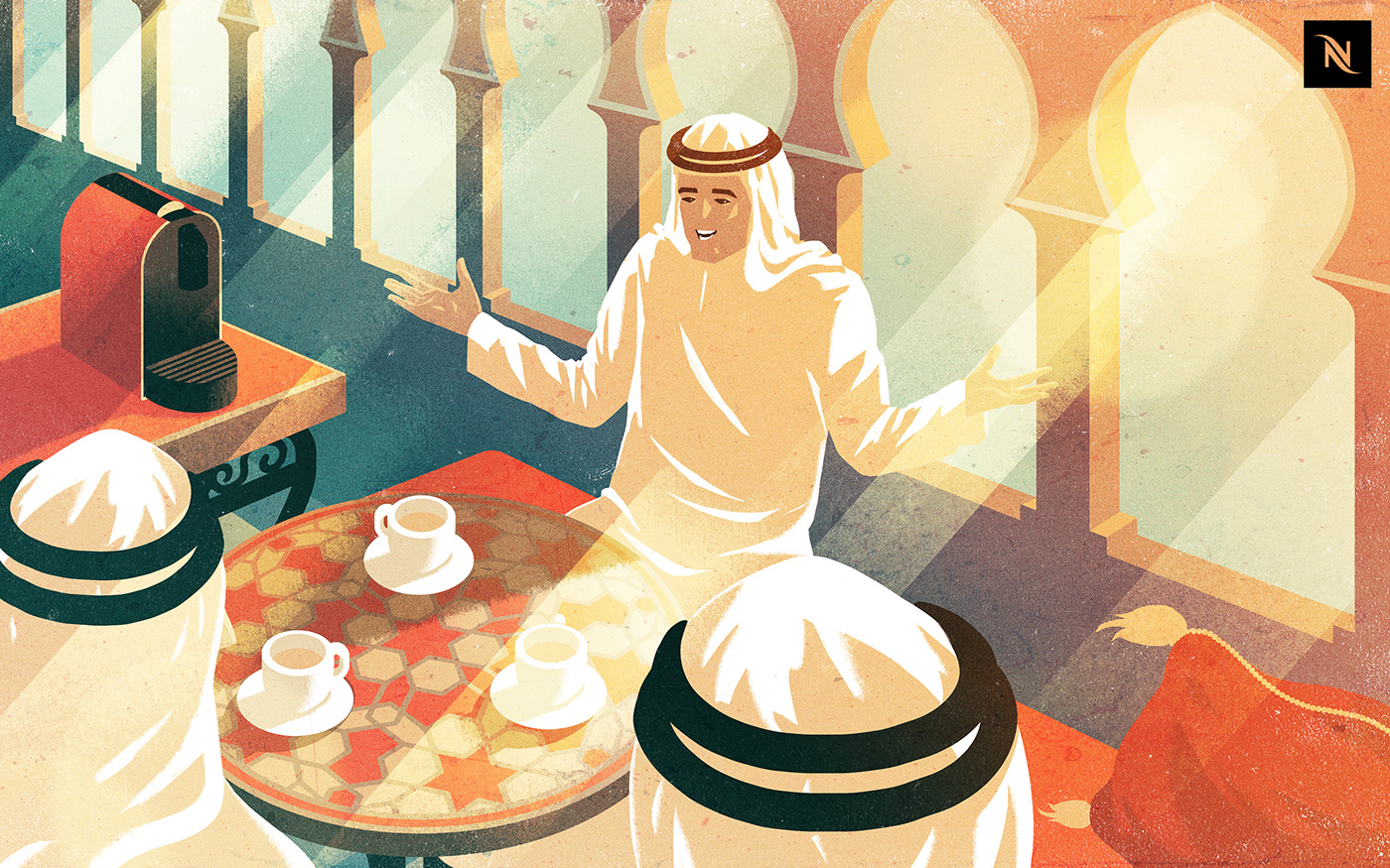 arabs arabic ramadan UAE MENA art direction  Web Design  UI illustrations Nespresso