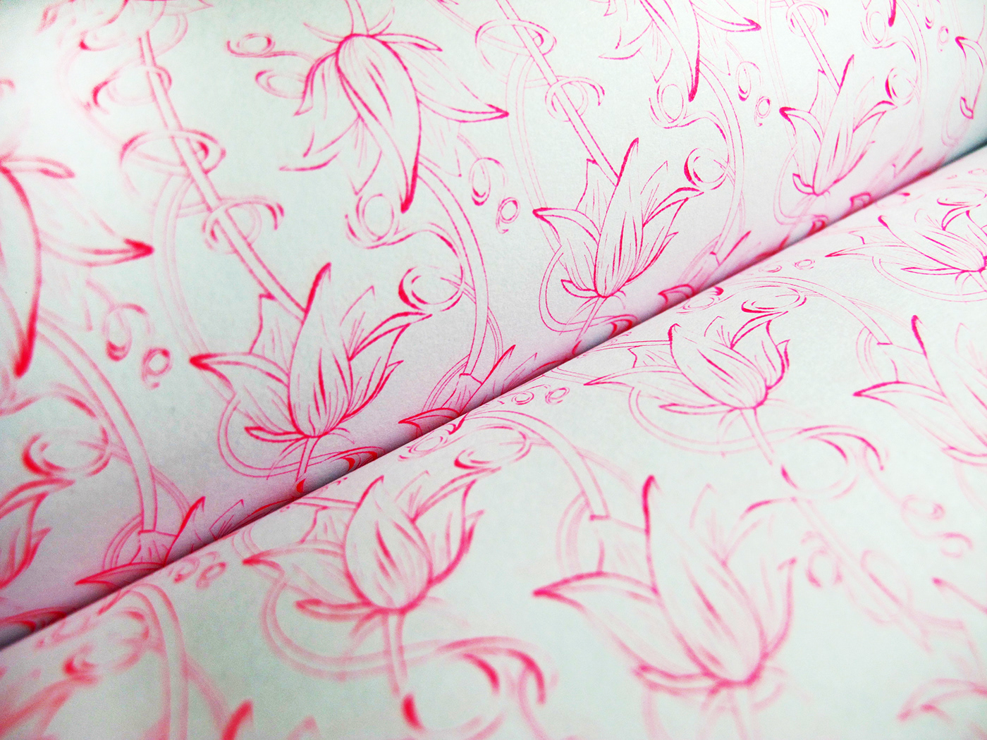 silk screen printing pattern flower art nouveau Illustrator Neo Colour
