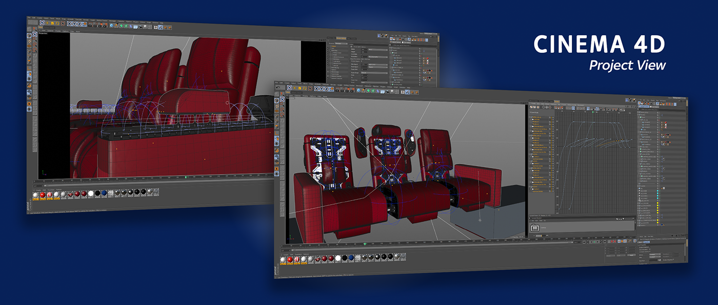 sofa Multiplex tranformer tranformation cinema 4d SKY promo 3D xpresso