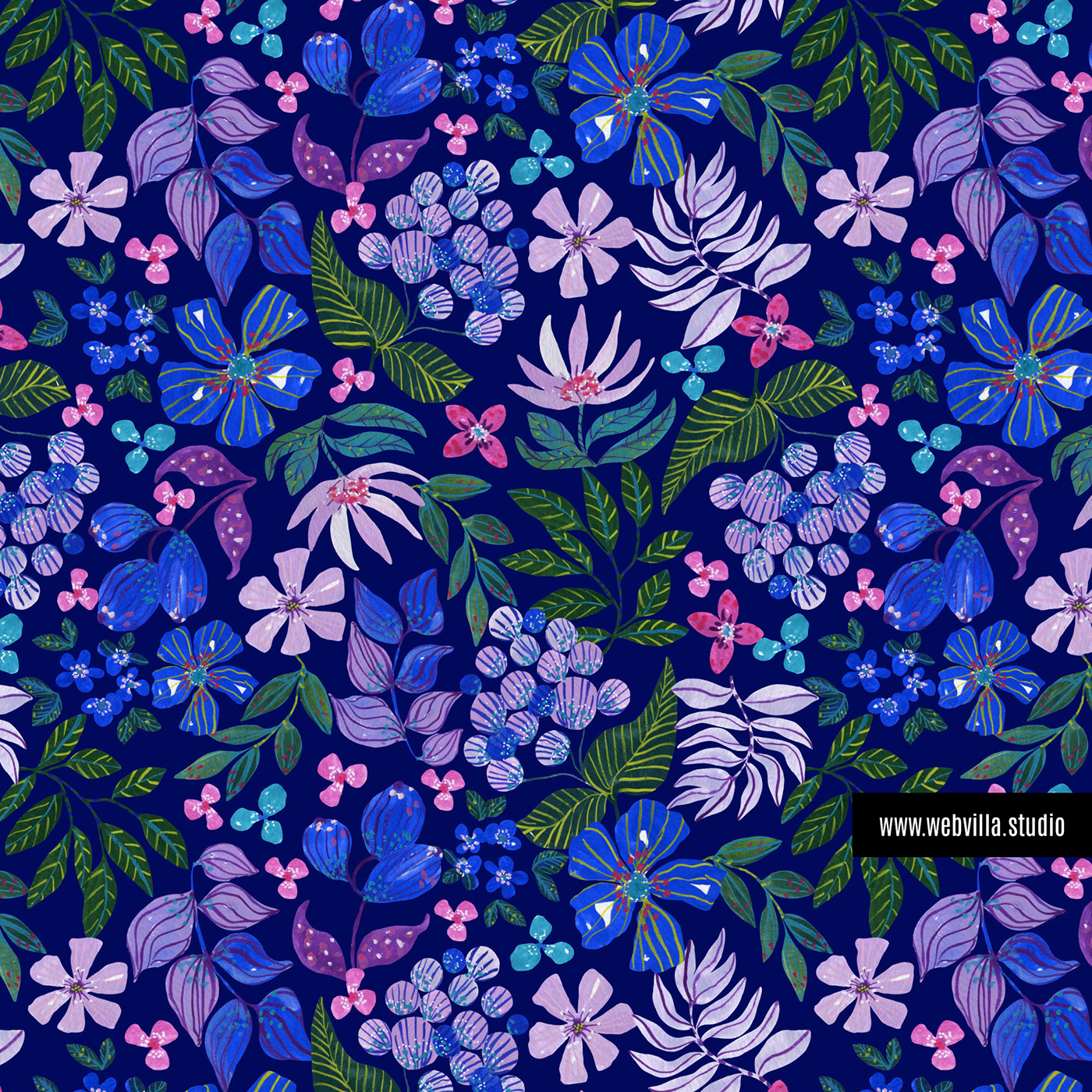 textile design  fabric design blue green pink gouache seamless pattern gouache wallpaper