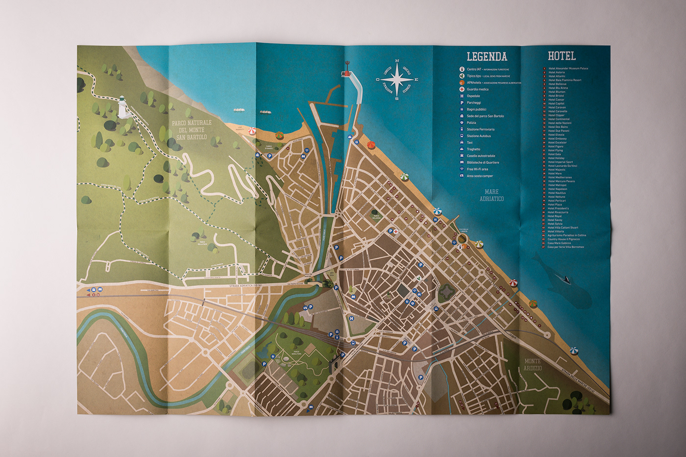 Bicycle city map mapdesign Park pesaro tourism Italy Landmarks poster