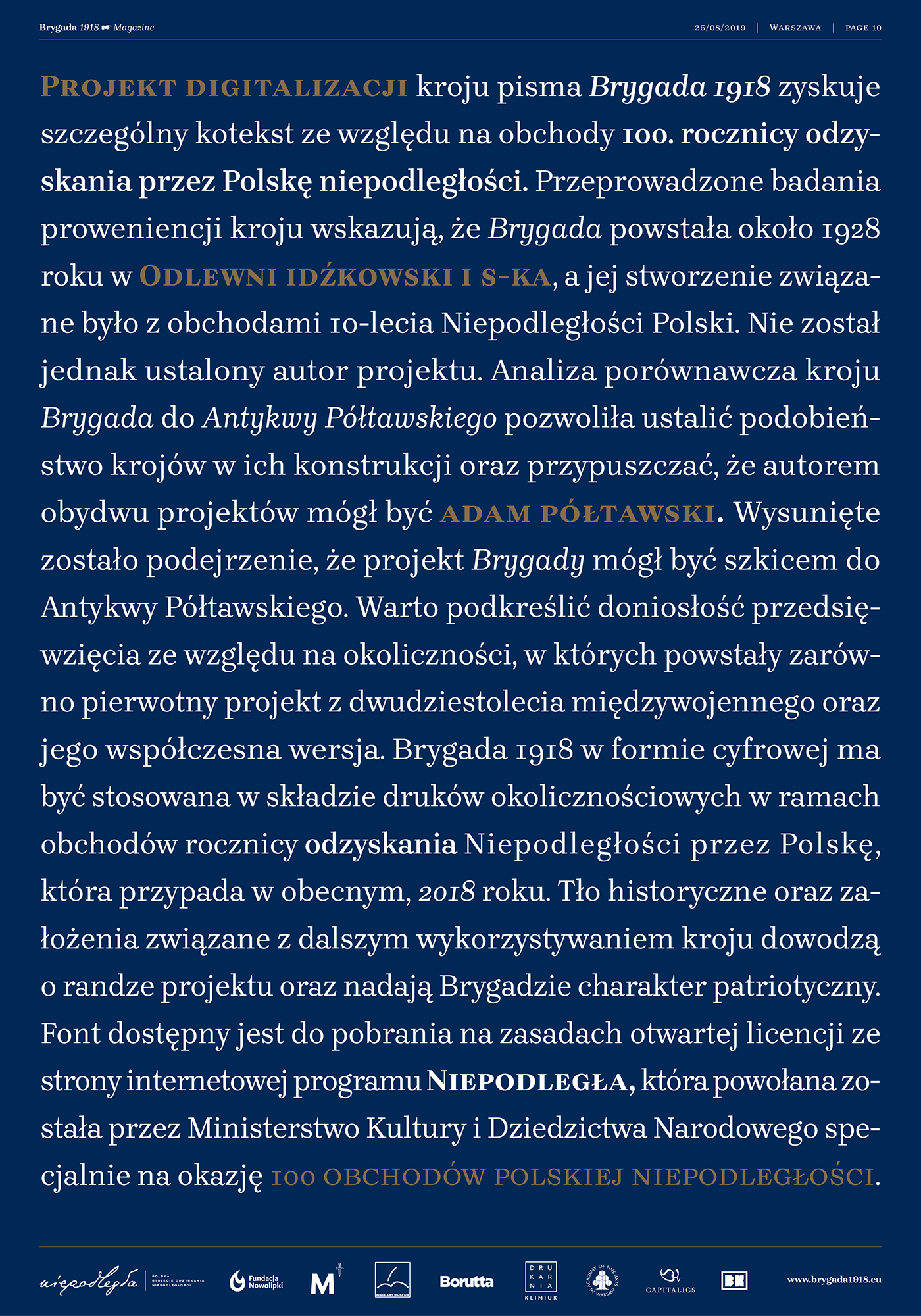 BRYGADA 1918 MACHALSKI wielunska kosmynka Free font free niepodlegla type family Didot poland