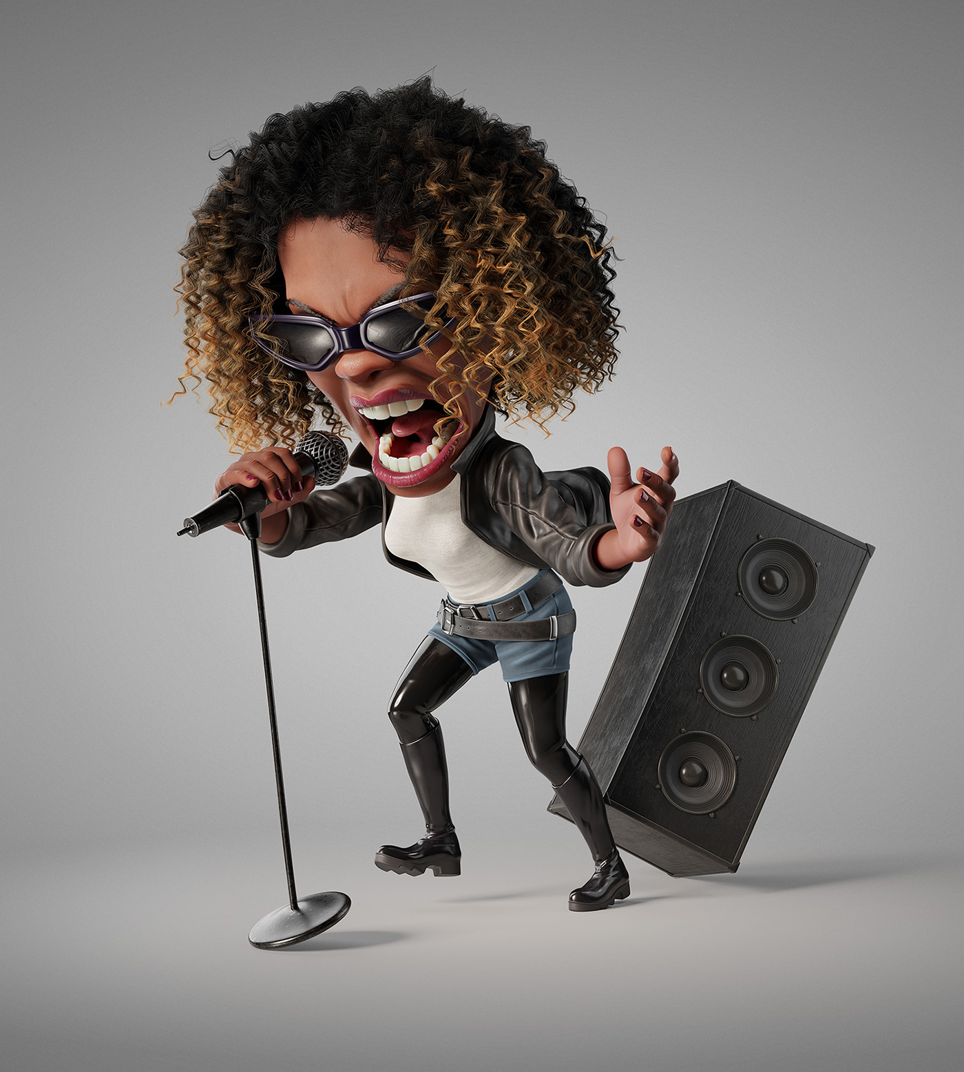 music Digital Art  ILLUSTRATION  cartoon Character design  blender 3D rock skin