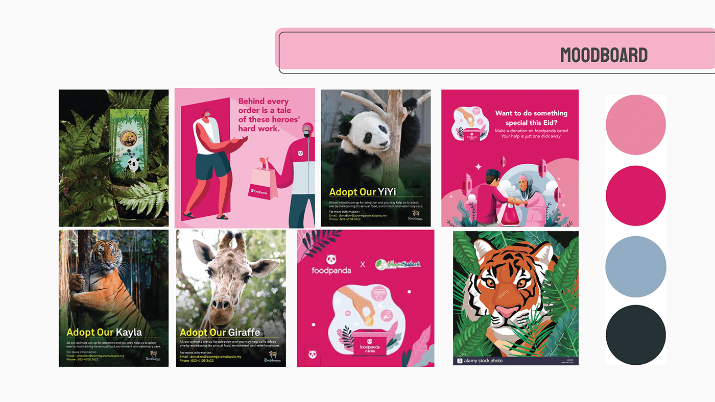 Advertising  campaign CSR foodpanda fundraising ILLUSTRATION  malaysia pink series of ads
