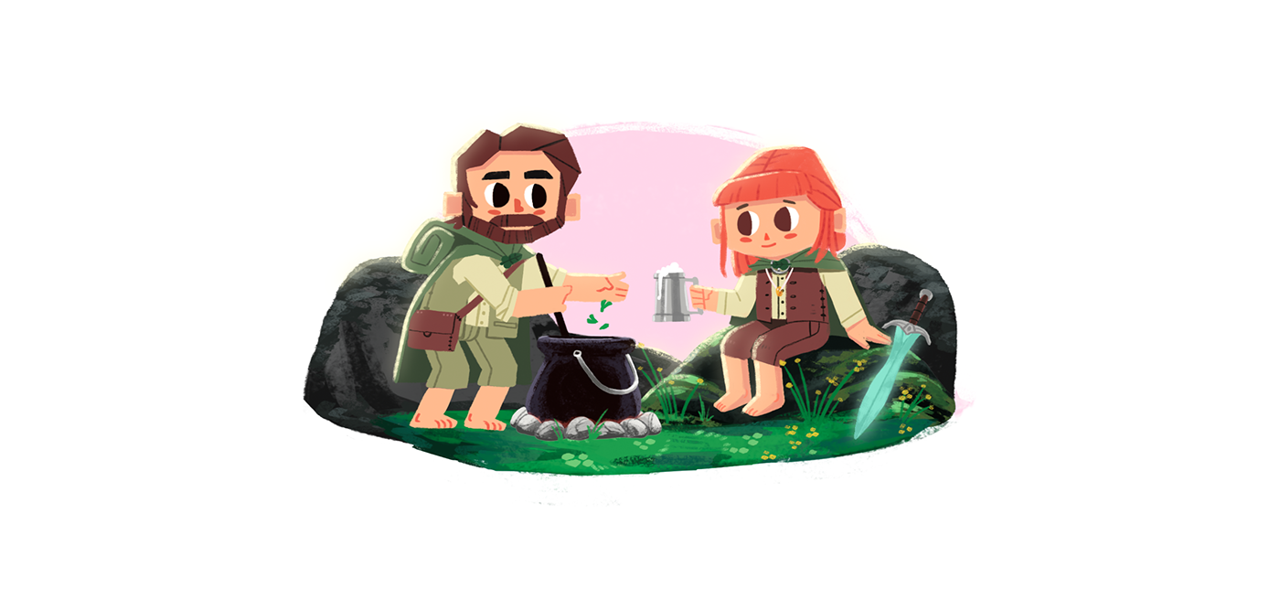 cooking cute ILLUSTRATION  hobbit outdoors