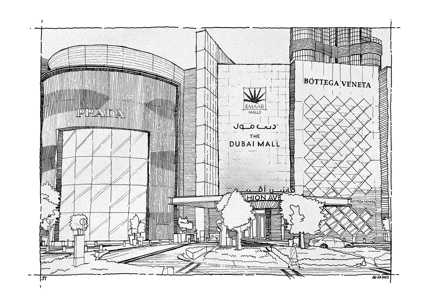 architecture artist dubai dubaimall Procreate sketch UAE