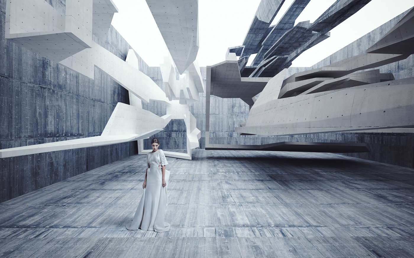 bridal concrete retouching  CGI Brutalism new brutalism Haute couture