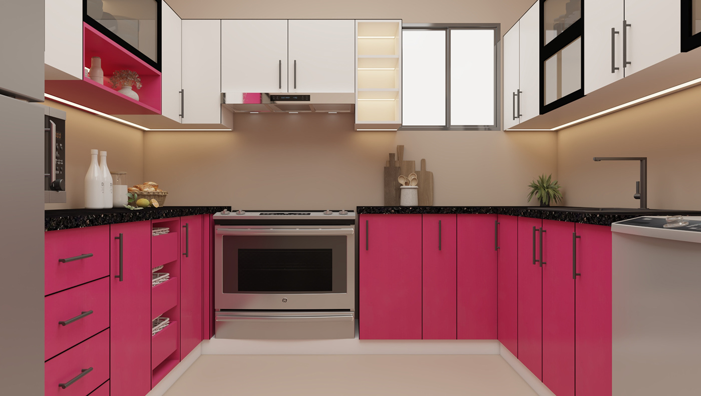 kitchen units cabinet interior design  visualization architecture 3ds max goodwood glass